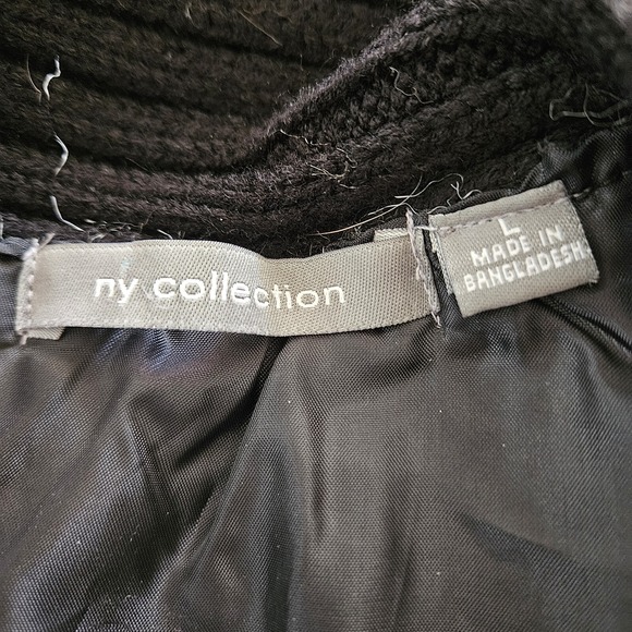 Womens Faux Fur Knit Vest Large NY Collection Black Gray Snap Closure Y2K Grunge - Picture 5 of 7